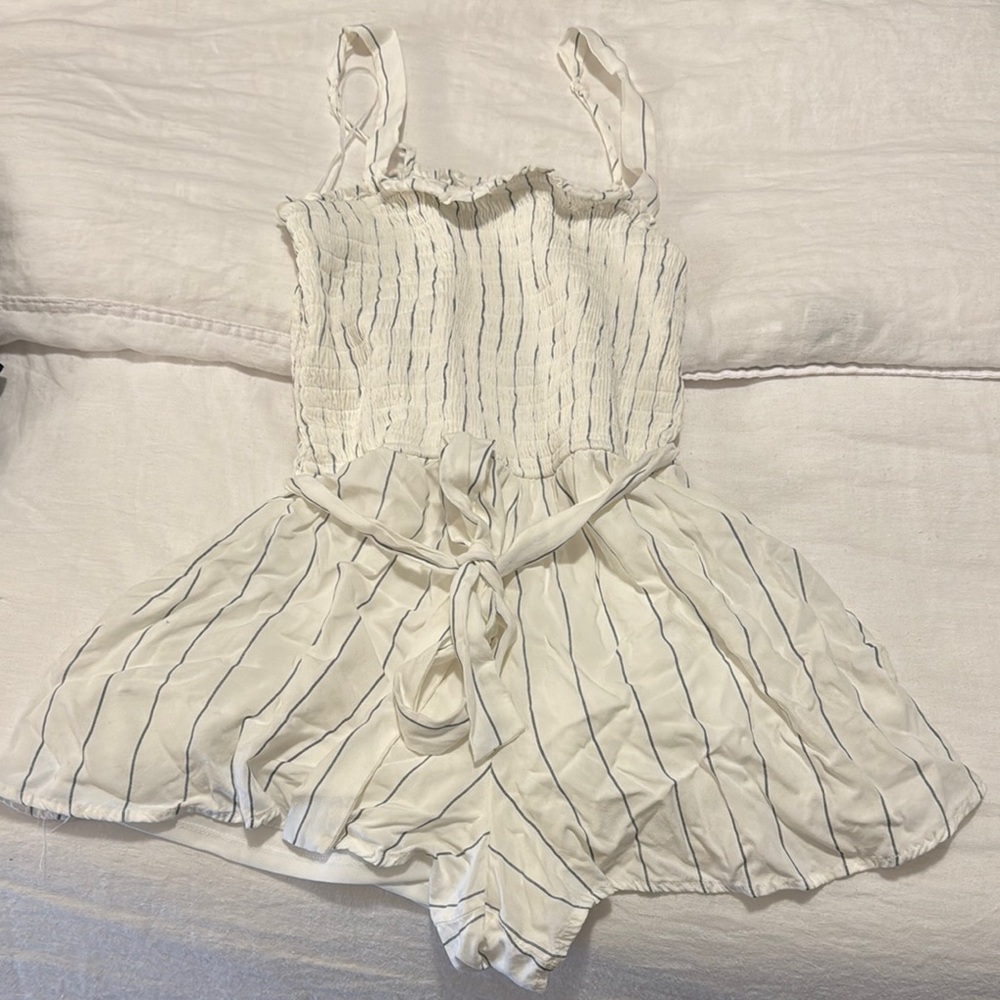 White Striped Romper